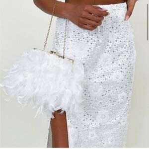 NWOT Show Me Your Mumu white feather purse